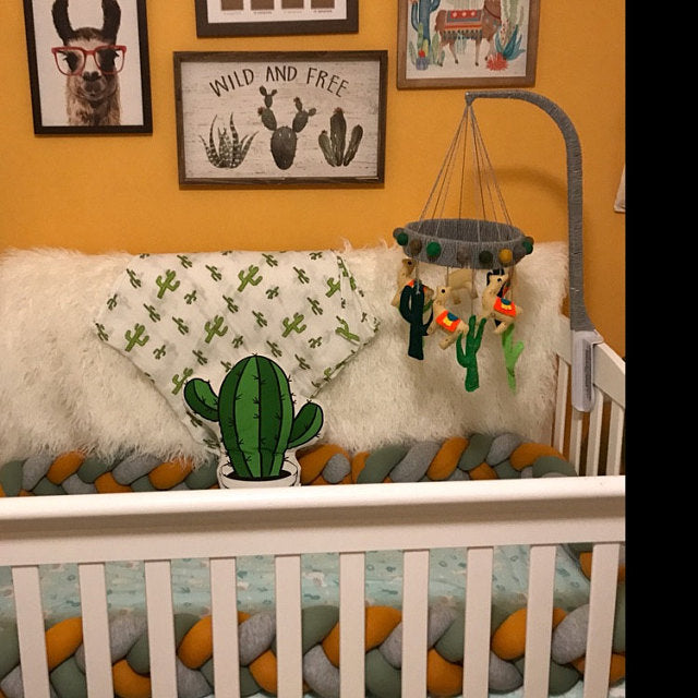 Light Grey, Sage Green, Mustard Yellow | Braided Crib Bumper / Bed Bolster - See more Knot Pillows & Cushions at JujuAndJake.com