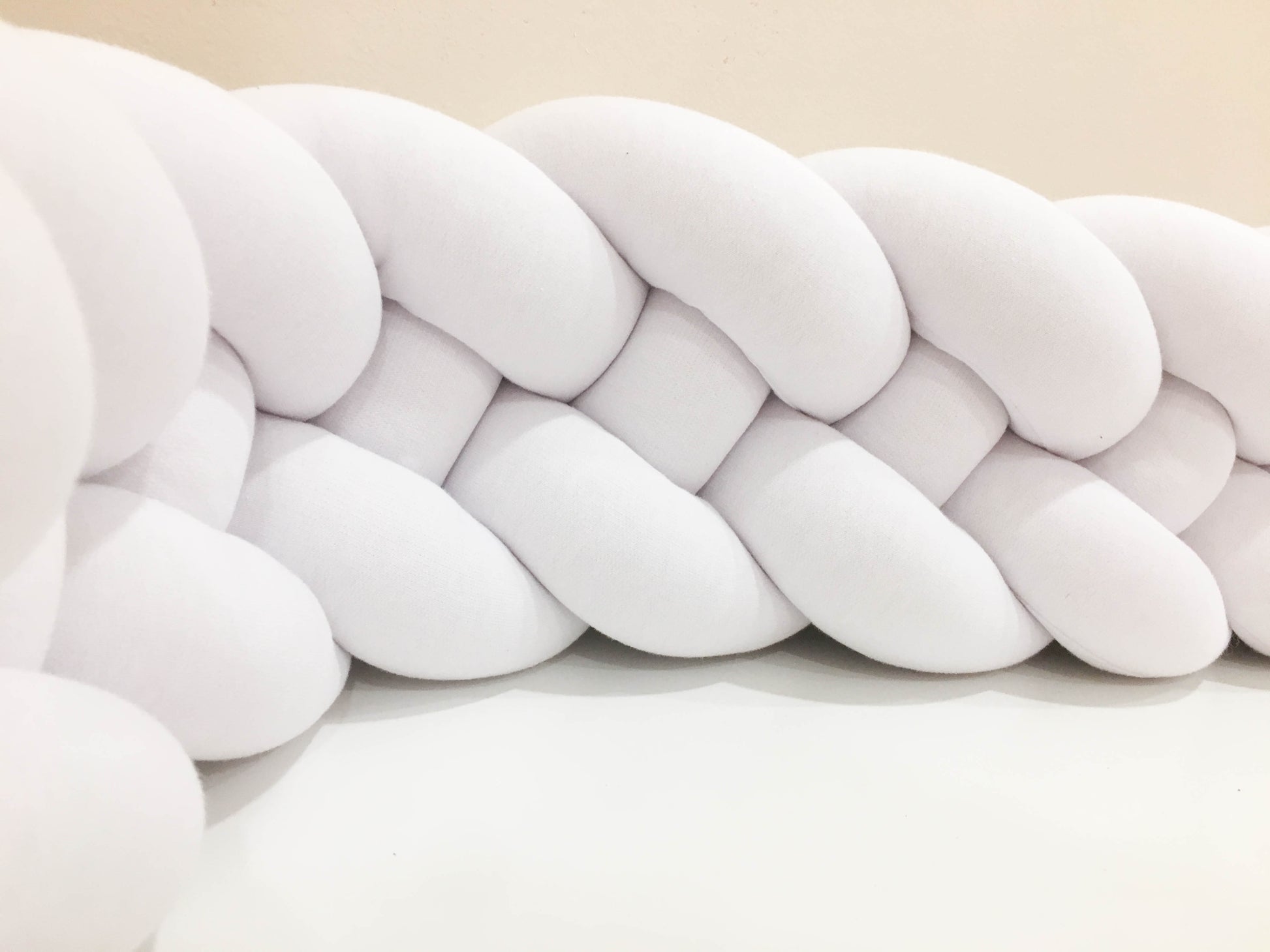 White | Double Braided Crib Bumper / Bed Bolster - See more Knot Pillows & Cushions at JujuAndJake.com