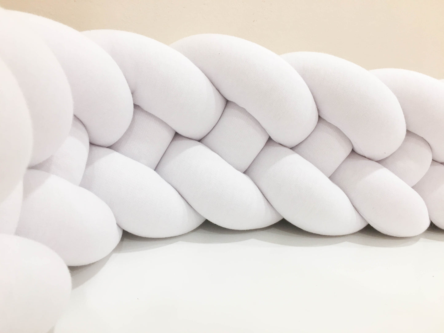 White | Double Braided Crib Bumper / Bed Bolster - See more Knot Pillows & Cushions at JujuAndJake.com