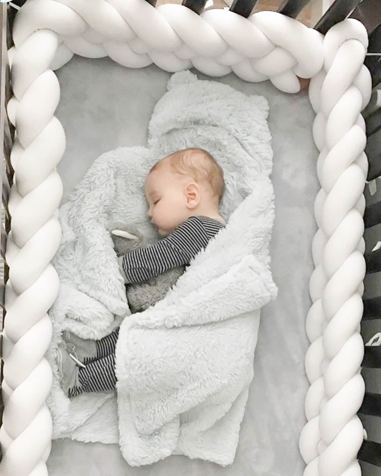 White | Double Braided Crib Bumper / Bed Bolster - See more Knot Pillows & Cushions at JujuAndJake.com