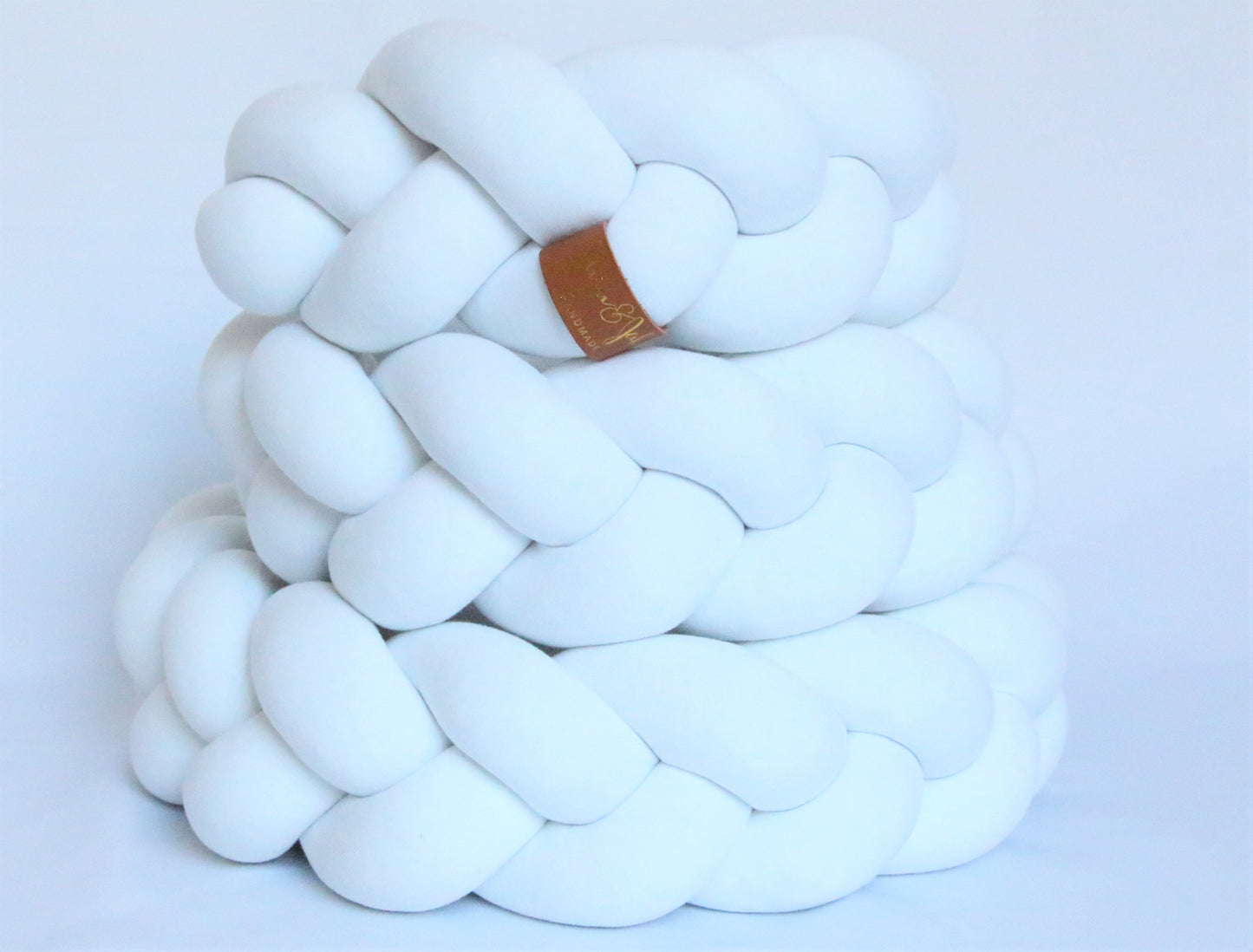 White | Braided Crib Bumper / Bed Bolster - See more Braided Crib Bumpers & Cushions at JujuAndJake.com