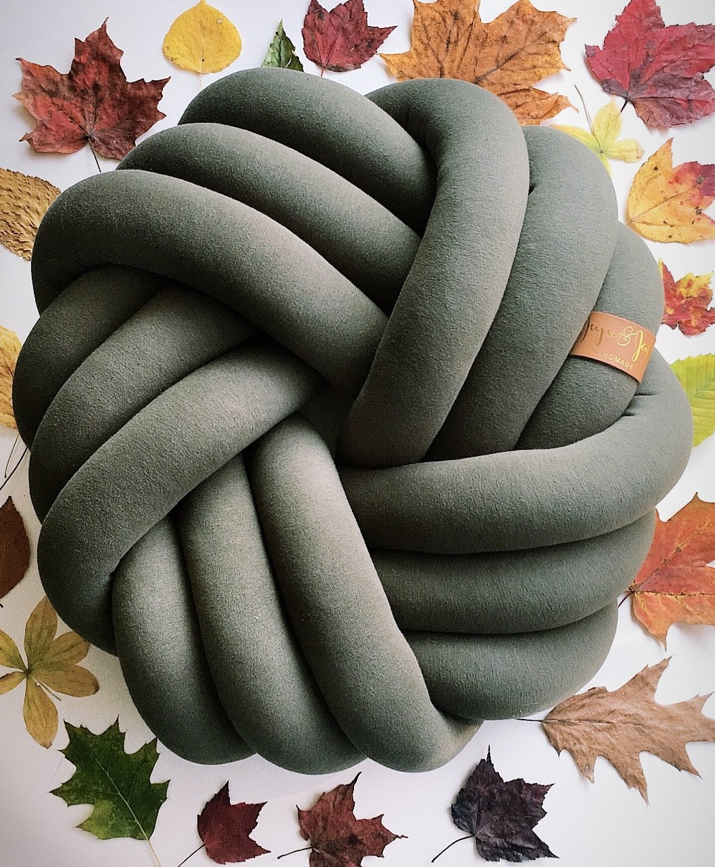 Dark Olive | Kids Floor Knot Cushion / Floor Pillow - See more Kids Knot Pillows & Cushions at JujuAndJake.com