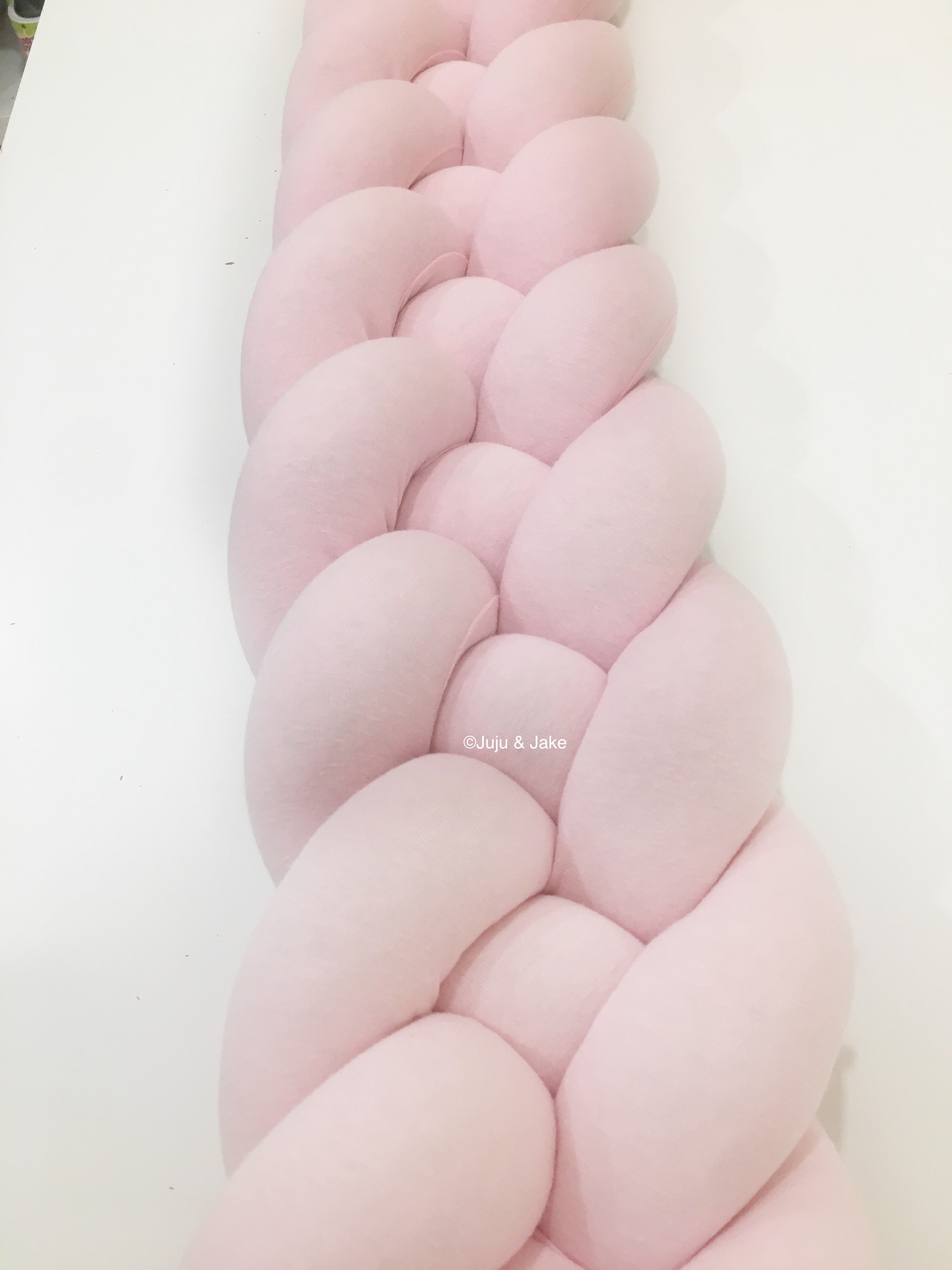 Baby Pink | Double Braided Crib Bumper / Bed Bolster - See more Knot Pillows & Cushions at JujuAndJake.com