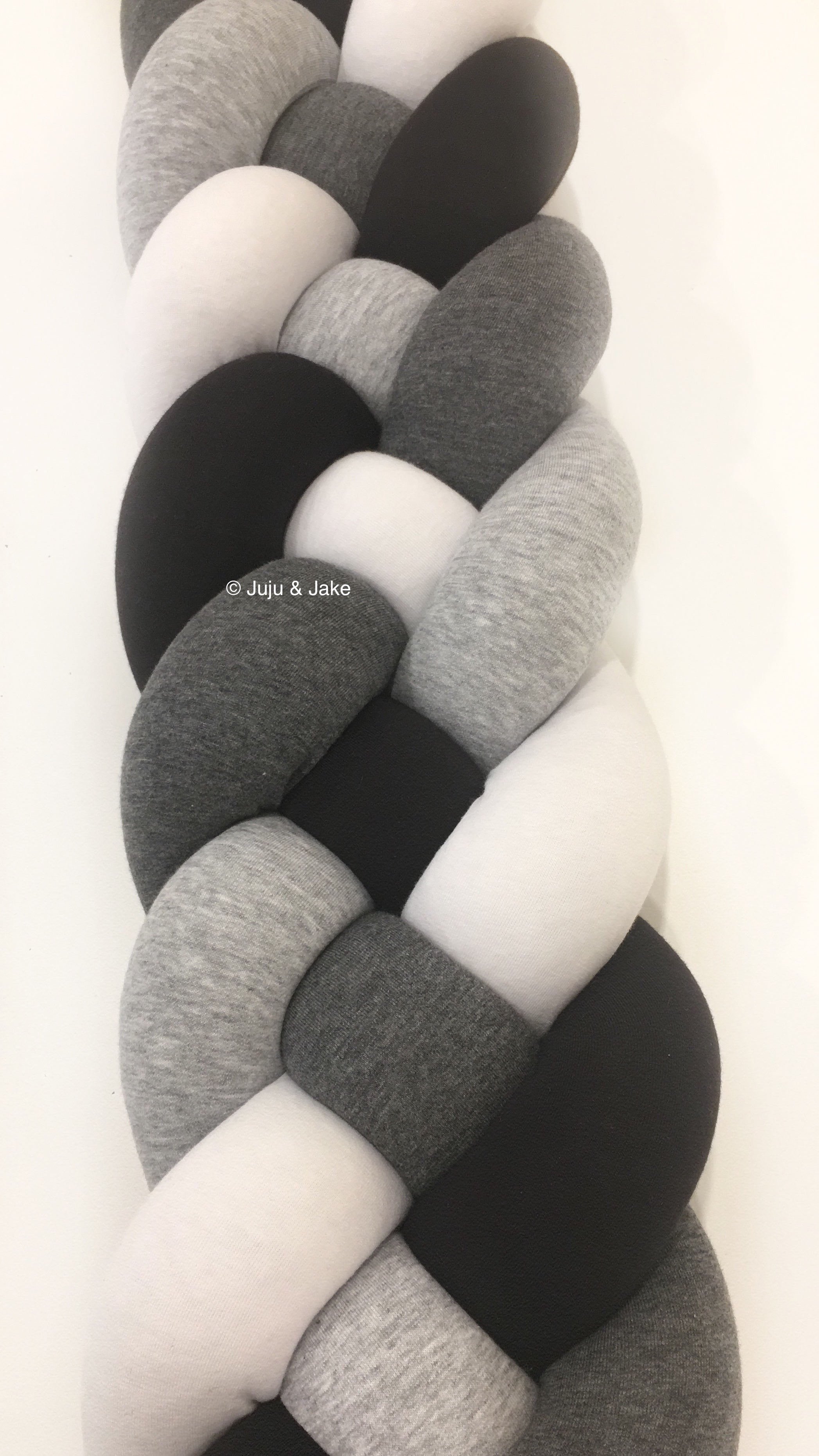 White, Light Grey, Dark Grey, Black | Double Braided Crib Bumper / Bed Bolster - See more Knot Pillows & Cushions at JujuAndJake.com
