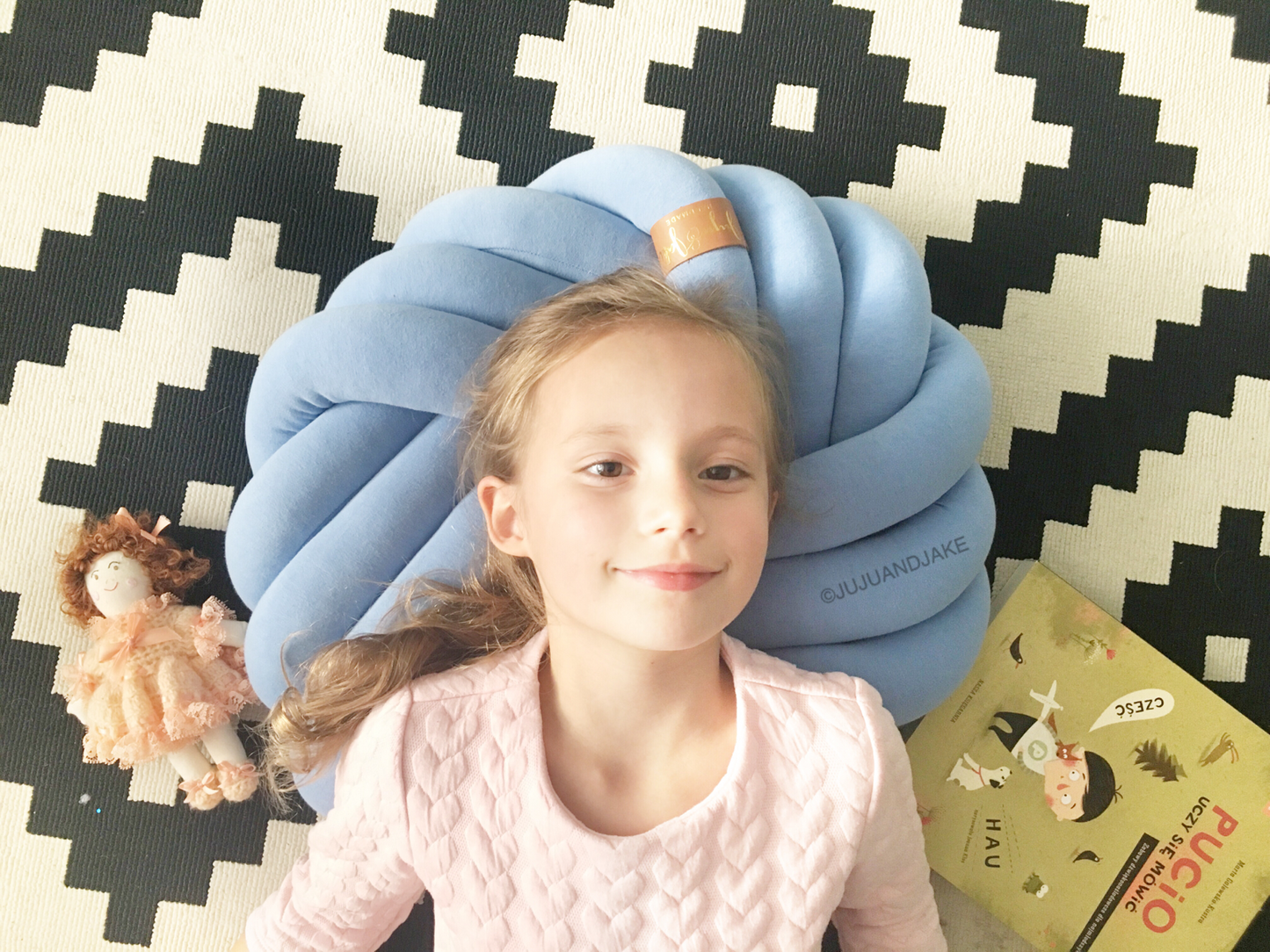 Denim | Blue Kids Floor Knot Cushion / Floor Pillow - See more Knot Pillows & Cushions at JujuAndJake.com