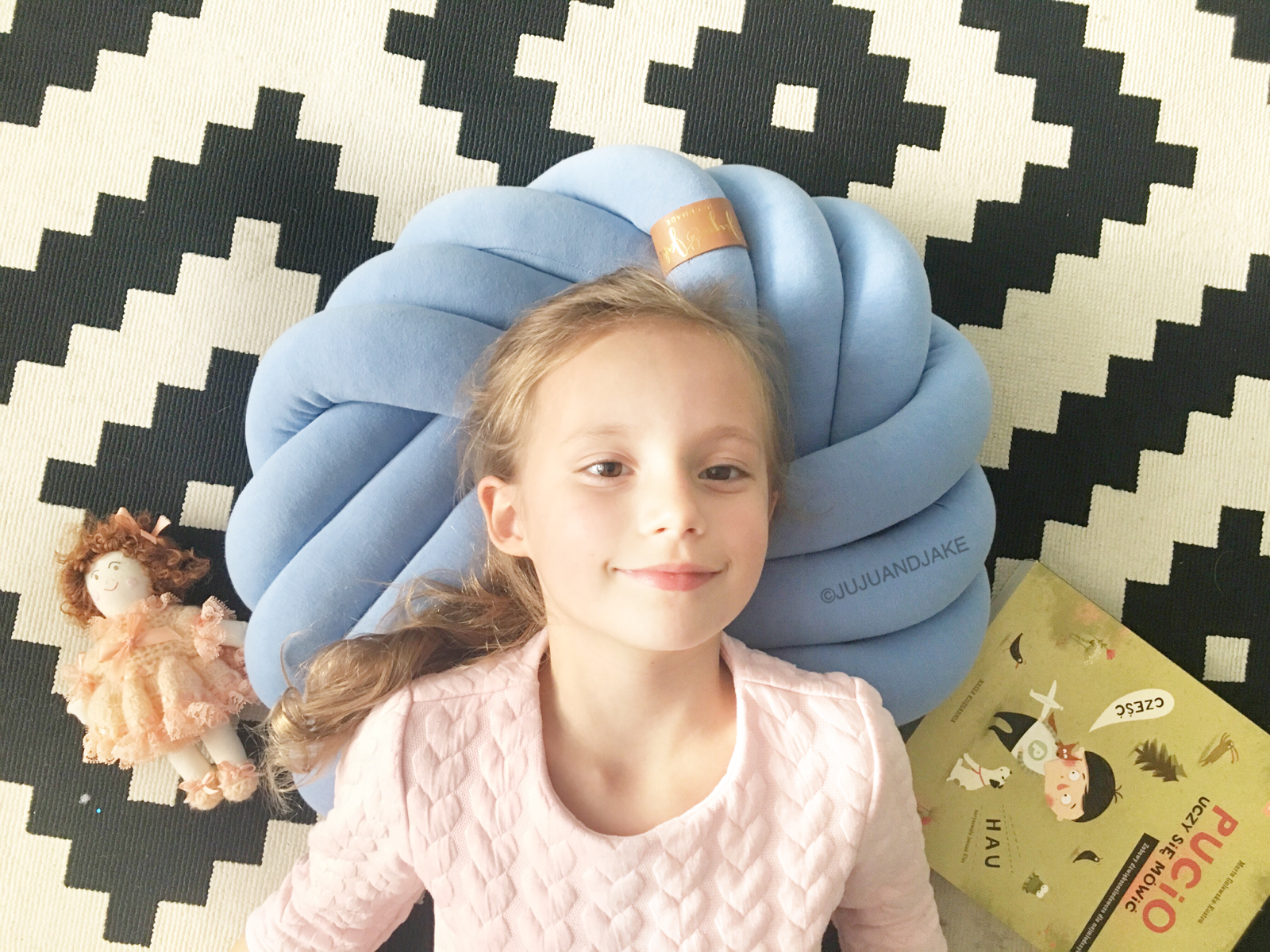 Denim | Blue Kids Floor Knot Cushion / Floor Pillow - See more Knot Pillows & Cushions at JujuAndJake.com