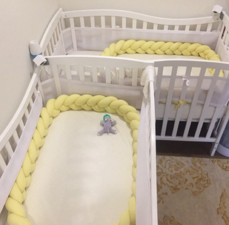 Light Yellow | Braided Crib Bumper / Bed Bolster - See more Braided Crib Bumpers & Cushions at JujuAndJake.com